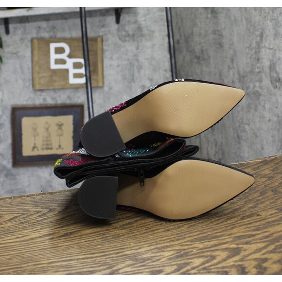 Betsey Johnson Womens Rhinestone Naomy Boot NAOM01S5 Black Multi 6M - Picture 6 of 13